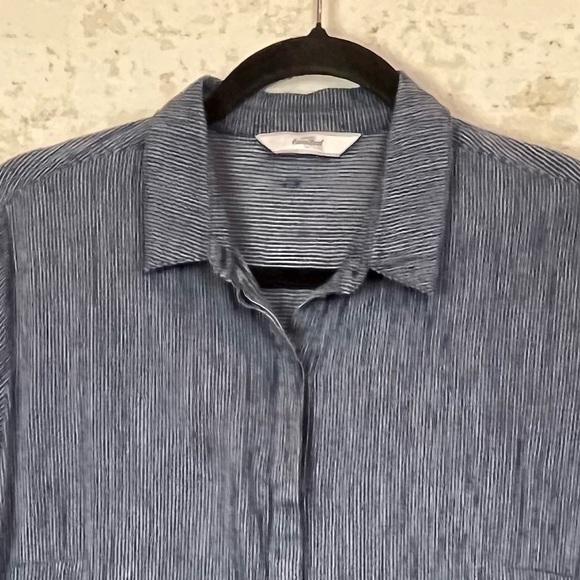 Women's Organic Cotton Tunic Top Railroad Stripe Hidden Buttons Peppy Natural 42 - Picture 2 of 16